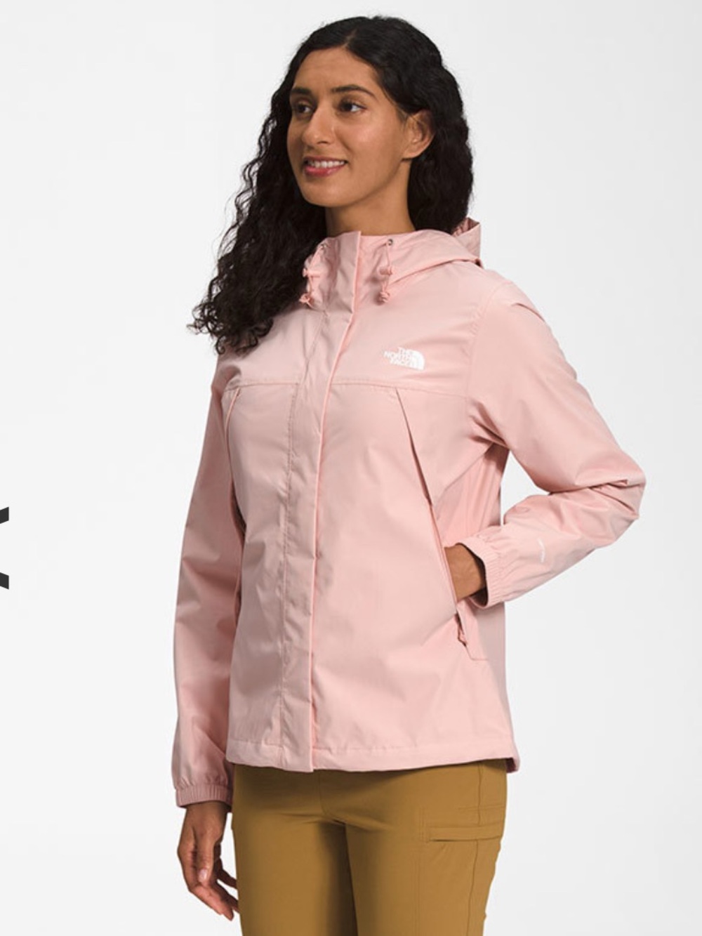 North Face Antora Rain Jacket S Pale Pink Dryvent Zip Hooded Waterproof Wind